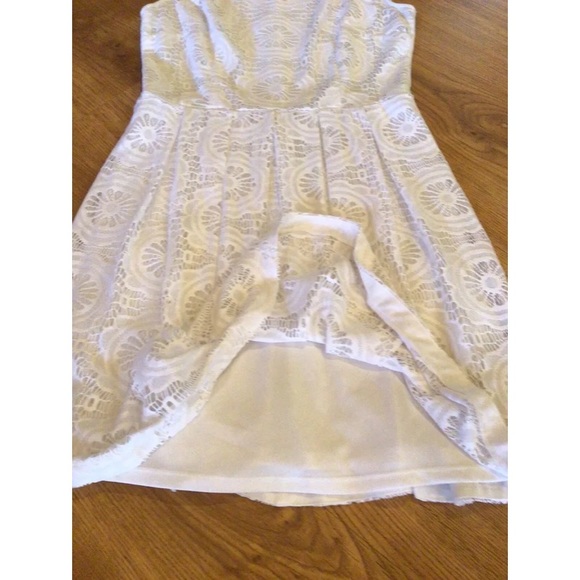 New York & Company A-Line Dress Women's 10 Sleeveless White Lined Lace Trim - Picture 5 of 14